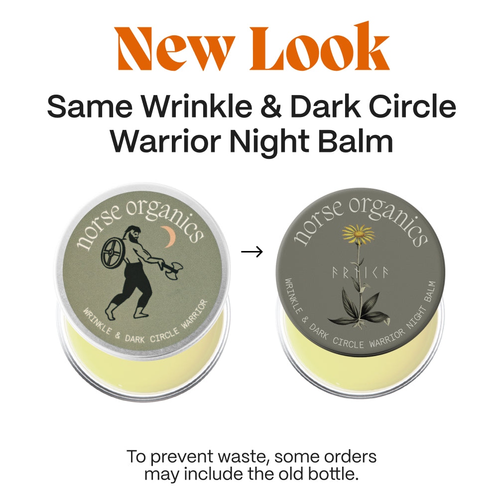 New look, same formula comparison of old and new Wrinkle & Dark Circle Warrior Night Balm lids