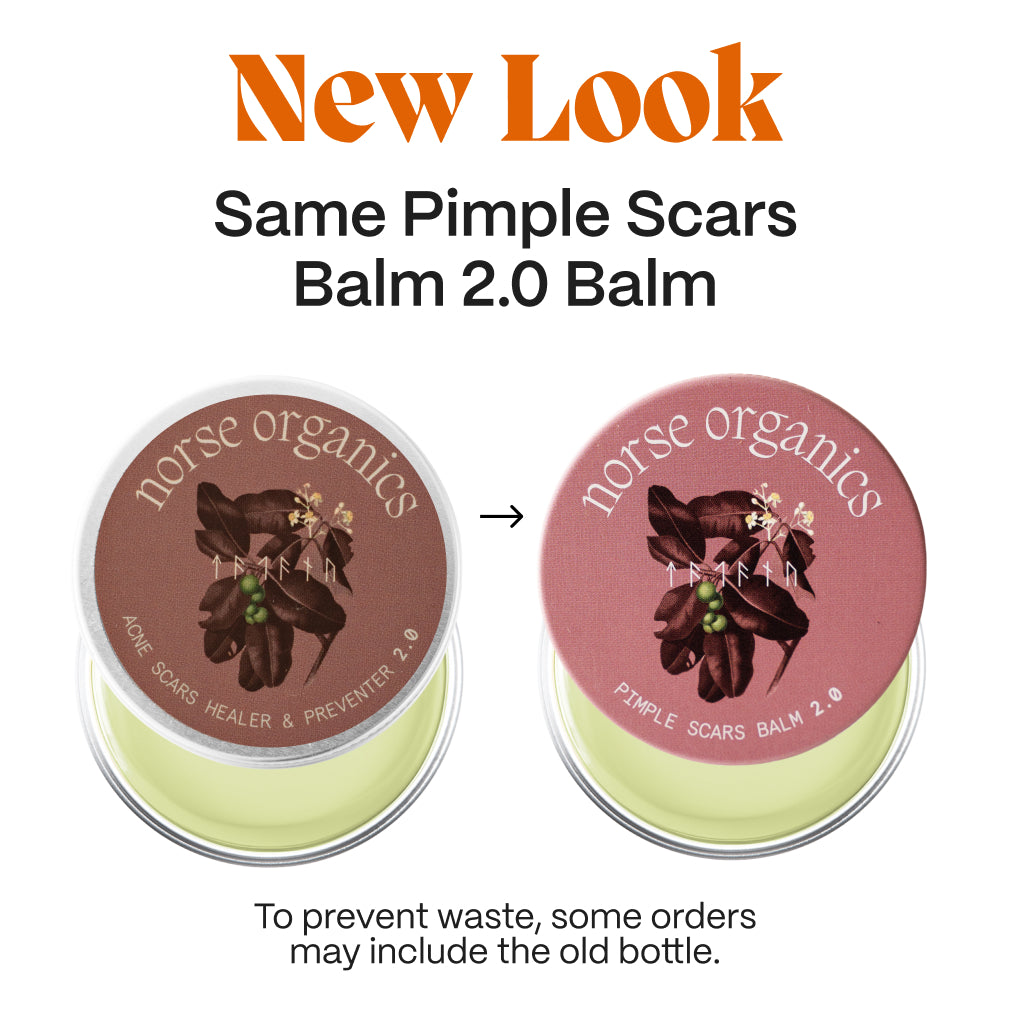 New look, same formula comparison of old and new Pimple Scars Balm 2.0 tin lids