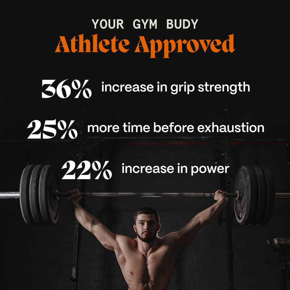 Athlete holding the Muscle & Joint Builder Balm tin in a gym with an apply-where-it-hurts caption