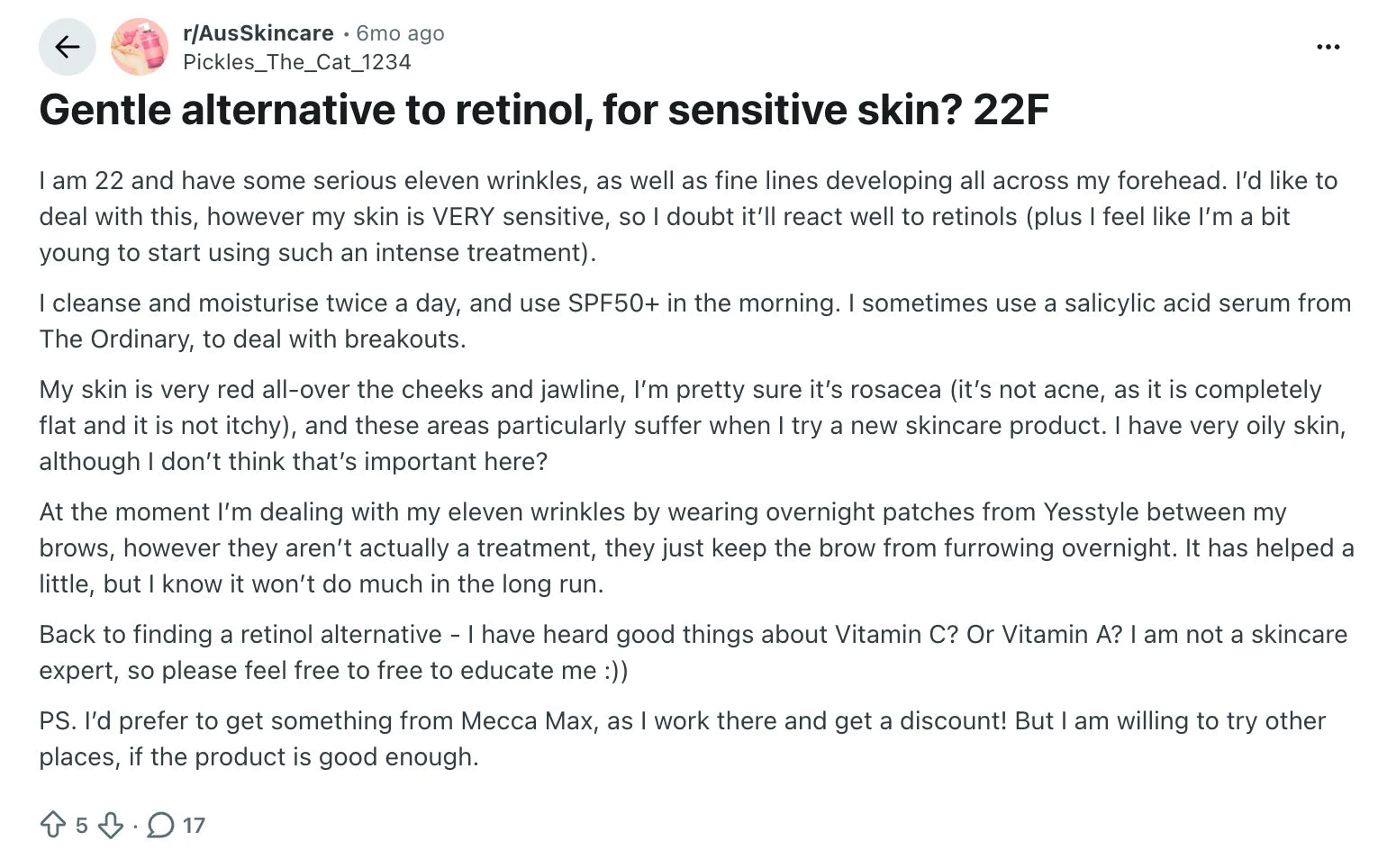 Screenshot of customer reviews for retinol acne products